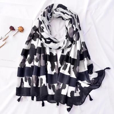 Dames Sjaal - Luxe Accessoire - Stijlvol Aankleden - Bloemenprint - One Size - Wit