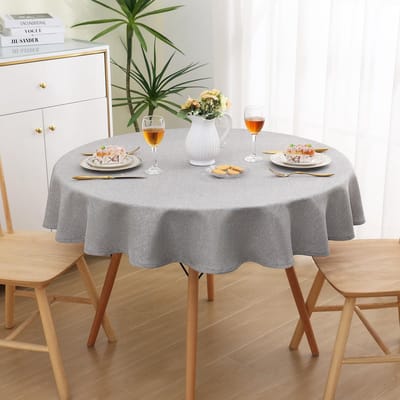 Unyqoos ® Tafelkleed met Linnenuitstraling en Lotus Effect, Waterafstotend en Vlekbestendig, Rond 140 cm, Grijs