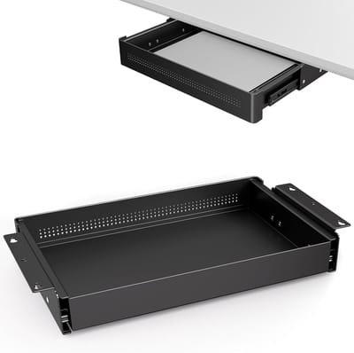 Onder bureau opberglade 39,9 cm breed - gladde uitschuifbare organizer voor staand bureau en thuiskantoor, maximale belasting 15,7 lbs, stille glijden, zwart