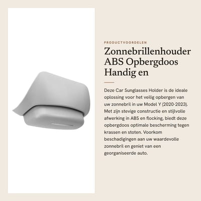 Dailygoods- Zonnebrilhouder Auto - Vervangingshouder Model Y 2020-2023 - ABS - Opbergdoos - Schokbestendig - Inclusief Installatietool - Brilhouder