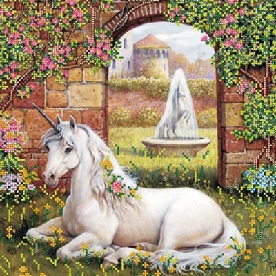 100% Volledige 5D Doe-het-zelf Diamant Schilderen Tuin Eenhoorn Diamant Schilderen 30x30CM white