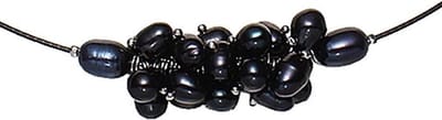 Zoetwater parelketting Black Oval Ball - echte parels - zwart - korte ketting - magneetslot - luxe sieraden zakje - parelketting dames
