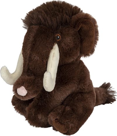 Pluche mammoet knuffel - 16 cm - bruin - prehistorisch - knuffeldier - voor kinderen - ijstijd
