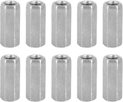 Dailygoody - M8 Zeskantmoer - Verzinkt - Lange Staaf Montage - 10 Stuks - Binnendraad - Hoogwaardige Koolstofstaal - Geschikt voor Diverse Toepassinge