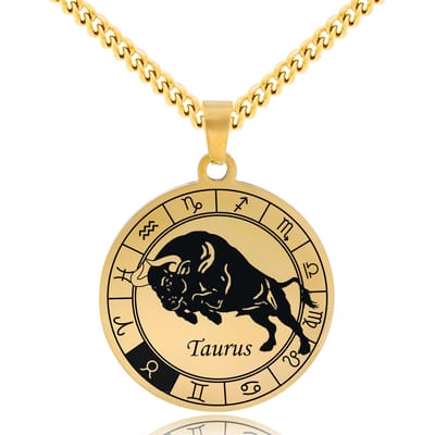 Sterrenbeeld Stier (Taurus) Ketting Goudkleurig - Roestvrij Staal Zodiac Talisman - Stainless Steel - 60cm - Pax Amare