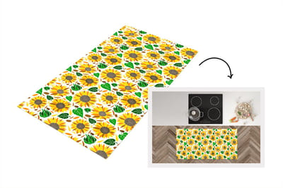 Keukenloper - Loper keuken - Zonnebloem - Bladeren - Patronen - 120x60 cm - Keukenloper vinyl