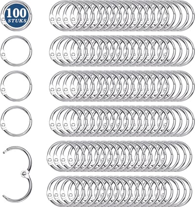 100 Stuks Metalen 29mm Klikringen - Boekringen - DIY Cipiersring Sleutelringen - Flashcard Ringen - Sleutelhangers Maken Set - Sleutel Splitringen voor Hobby & Sleutellabels - Keychain Keyrings - Sleutel Houder Knutselen - Boekbinden - Gordijnringen