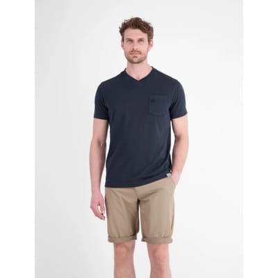 LERROS T-shirt met sportieve V-hals van puur katoen , Maat: M , Kleur: CLASSIC NAVY , 100% katoen
