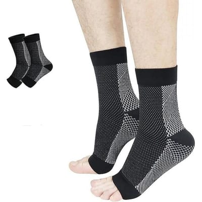 1 Paire de Chaussettes pour Neuropathie pour Femmes Hommes Cheville Support Chaussettes de Compression Pour Soulagement de la Douleur Tendinite Plantaire Gonflement de la Cheville XXL noir