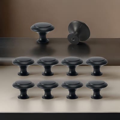 Zwarte Meubelknoppen 10 Stuks – Diameter 24mm & Hoogte 22mm – Handvat Knop voor Lade & Kast