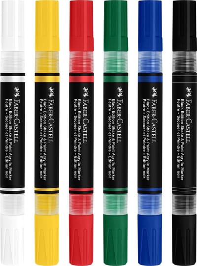 Faber-Castell acrylmarker - Black Edition - Shake & Paint - 6 standaard kleuren - FC-285507
