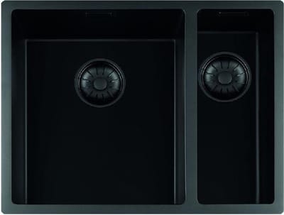 Lorreine Black Quartz Series spoelbak 34+1540cm Plug Zwart 3415BQ-FU