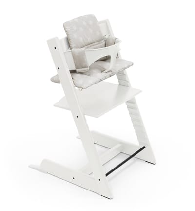 Stokke Tripp Trapp-kinderstoel (White) met kussen OCS (Star Silver) - Inclusief Tripp Trapp-stoel, babyset 2 voor kinderen van 6-36 maanden