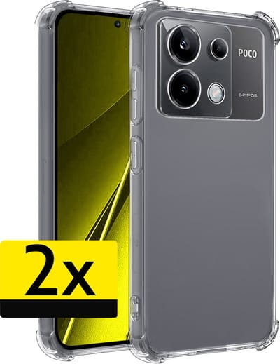 Hoesje - 2 Stuks - Geschikt voor Xiaomi Poco X6 5G - Sterk & Shockproof - Siliconen Case - Back Cover - Telefoon Hoes Shock Proof - Telefoonhoesjes - Transparant