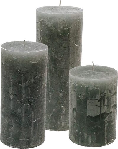 Cactula set van 3 stompkaarsen Steel Grey 7x10 / 7x15 / 7x20 Extra lange branduren