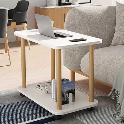 Bijzettafel Met Wielen - Mobiele Tafel - Opbergen en Gebruik - Draaibaar Ontwerp - 60 x 30 x 47 cm