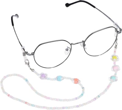 Stijlvolle brillenketting met parels en bloemen, anti-verlies lanyard voor zonnebrillen en hoofdbanden, unisex en kleurrijk