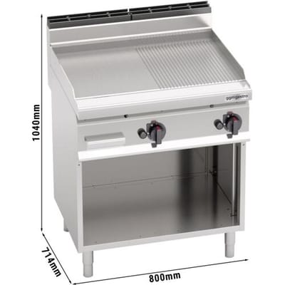 GGM Gastro Gas Bratplatte - 13,8 kW - Glatt & Gerillt Zilver