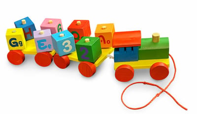 Bextunio Houten Blokkentrein met Draaiende Blokken – Educatief Speelgoed met Cijfers & Letters – Duurzaam Cadeau voor Peuters (3+)