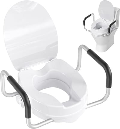 Toiletverhoger Handgrepen - Zitverhoger - Meer Zelfstandigheid - Inclusief Stevige Steunen - Universeel - Wit