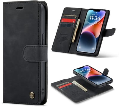 Casemania Hoesje Geschikt voor Apple iPhone 16e - Charcoal Gray - 2 in 1 Magnetic Book Case