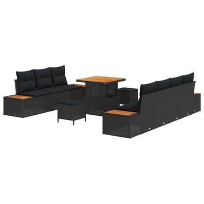 vidaXL - Tuinbank - Set - 10 - st - 9-Aantal - zitplaatsen - Zwart