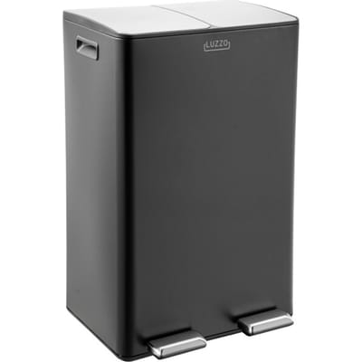 Luzzo® Florida Pedaalemmer Prullenbak 2 vakken - 60 liter - gratis aanrecht afvalbak 5 ltr - Zwart