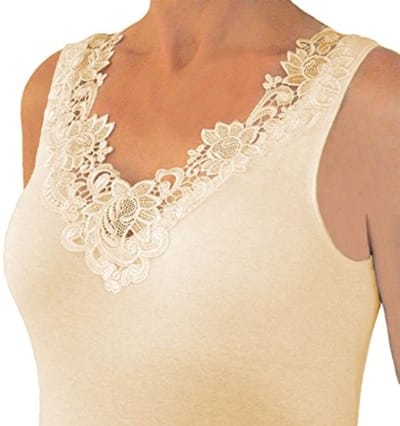 Dames Hemd met kant - beige - huid - 52/54