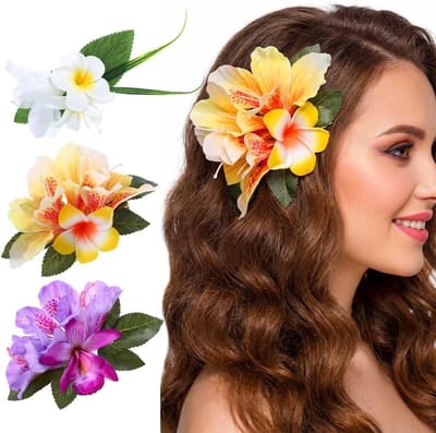 Boho haarspelden met kunstbloemen voor bruiloften, strand en zomer - Set van 3 stijlvolle haaraccessoires voor vrouwen