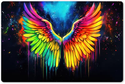 Placemats 45x30 cm - Placemat kunststof - 1 stuk - Regenboogkleuren - Vleugels - Magisch - Borden onderleggers - Decoratie voor op tafel - Keuken tafeldecoratie accessoires - Vinyl onderlegger - Tafelversiering