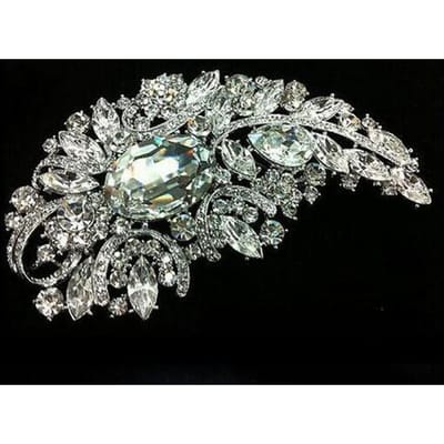 Prachtige Volledige Cyrstal Luxe Bloem Badges Broche Voor Vrouwen Meisjes Zware Industrie Pak Feest Speld Dame Banket Sieraden Accessoire gray