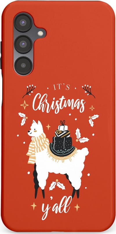 Casetastic hoesje geschikt voor Samsung Galaxy A16 - Dubbellaagse bescherming - Rode Witte Kerst Lama - Fashion Case - Terracotta