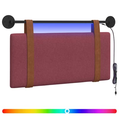 vidaXL - Hangend - hoofdbord - Met - LED-verlichting - Wijnrood - Antiek - PU