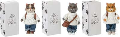 J-Line figuur Kat Kleed + Tas - polyresin - mix - small - 3 stuks