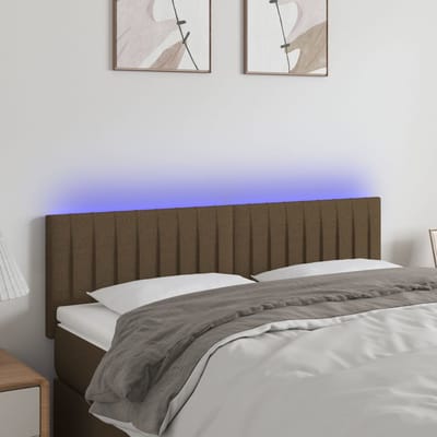 vidaXL - Hoofdbord - LED - 144x5x78/88 - cm - stof - donkerbruin