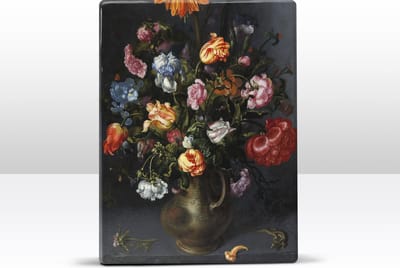 Bloemen in een vaas - Jacob Woutersz. Vosmaer - 19,5 x 26 cm - Niet van echt te onderscheiden schilderijtje op hout - Mooier dan een print op canvas - Laqueprint.