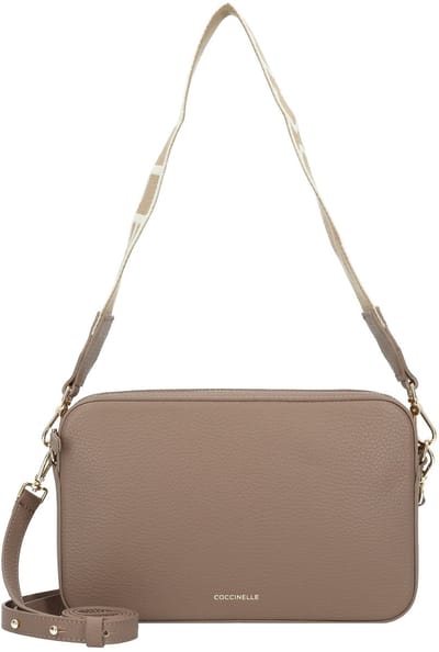 COCCINELLE Leren schoudertas Tebe Mini Bag Grained Leather Warm Taupe