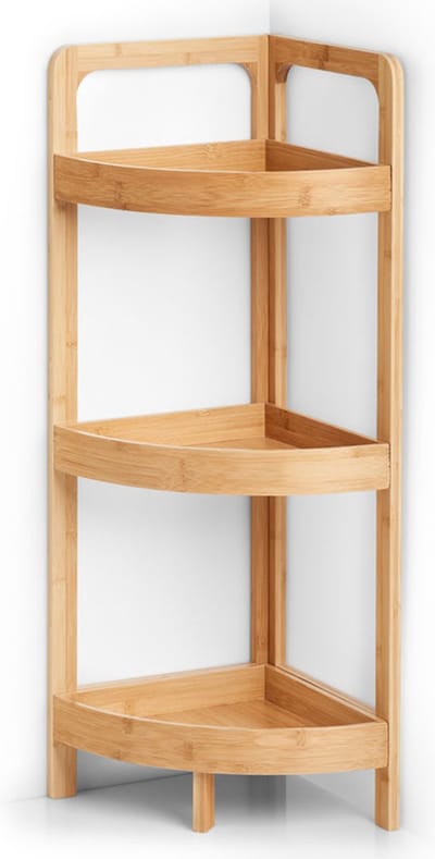 Zeller Badkamer hoekkast/rekje - bamboe hout - 29x29x85 cm - Badkamerrekje