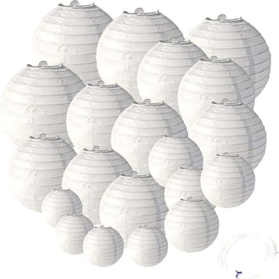 Joya Party® 20 Stuks Witte Lampionnen Feest Versiering | Decoratie | Verjaardag, Jubileum & Bruiloft