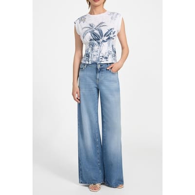 GUESS Sl Tobacco Palms Cor Pure White Size: L | T-Shirts Outlet | Dames | Wit