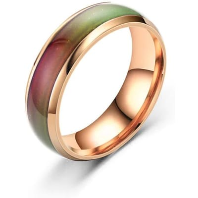 6MM Kleurveranderende Roestvrijstalen Ringen Voor Vrouwen Stemming Emotie Gevoel Temperatuur Ring Mannen Koppels Mode Sieraden Cadeau 12 beige