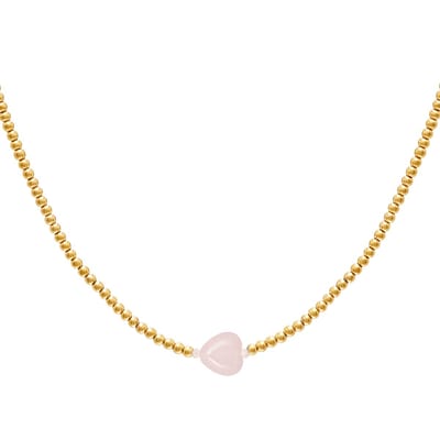 Ketting Heart Beads- Roze- hart- goud- Valentijnsdag
