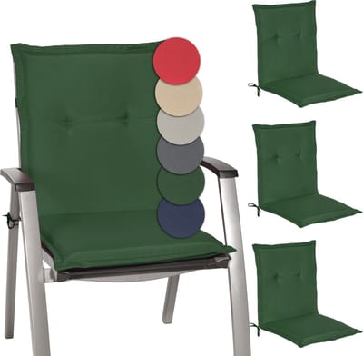 Beautissu Loft NL – Set van 4 Tuinkussens Lage Rug 100x50x6 cm Kussen Donker Groen Tuinstoelkussens Zitkussen Tuinstoel