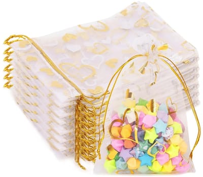 TOVBMUP Organza zakjes - Cadeauzakjes - Met trekkoord - 7x9cm - Perfect voor bruiloften, Valentijnsdag, Moederdag, feesten, Kerstmis en meer - 100 stuks