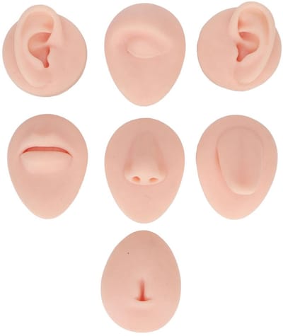 Dailygoods- Lichaamsdeelmodel Zacht Siliconen - Oefenmodel Piercing - Simulatie Oor/Oog/Neus/Mond/Tong/Navel - Beginners - Herbruikbaar - Voedselveilig - Piercingmodel