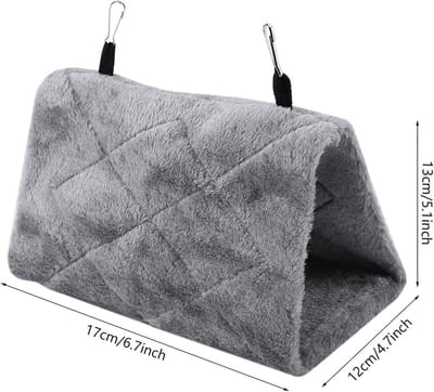 Hangmat voor Papegaaien - Comfortabele Hangmat met Zachte Pluche - Hangende Kooi Accessoire voor Warme Winter Slaap - Grijs - Small