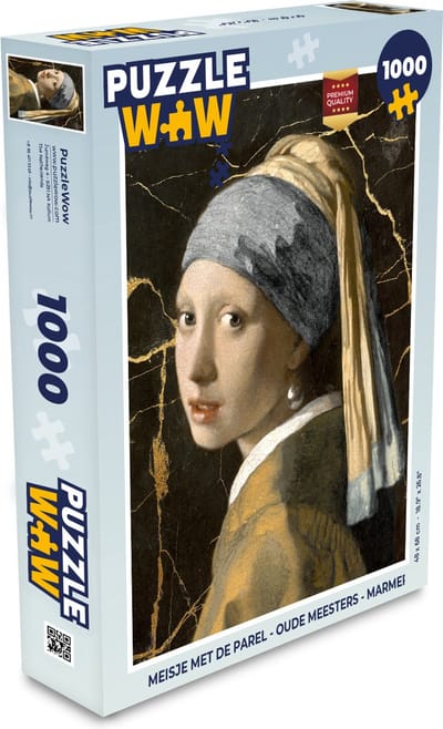 Puzzel Meisje met de parel - Oude meesters - Marmer print - Legpuzzel - Puzzel 1000 stukjes volwassenen