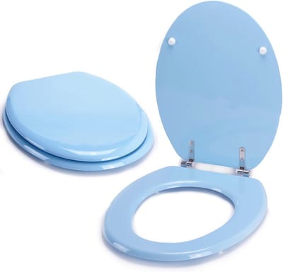 Toiletzitting MDF Lichtblauw met Roestvrijstalen Scharnieren - Comfort en Stabiliteit voor Jouw Badkamer