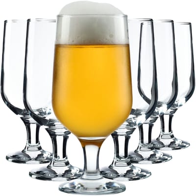 KADAX Bierglazen, biertulp van hoogwaardig glas, 385 milliliter drinkglazen, tarweglazen op voet, drankglazen voor bier, cocktails en dranken (385 ml/set van 6 Bertha)