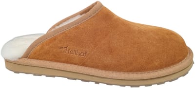Fellhof Primo pantoffels heren maat 41 – bruin – lamswol – lamsleer - warme pantoffels – wollen pantoffels - sloffen – ademend - antislip zool